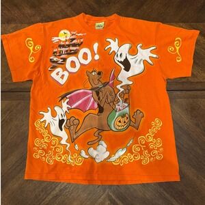 Scooby Doo Halloween Boo Ghost‎ T Shirt Adult Large Cotton Cartoon Network |S1